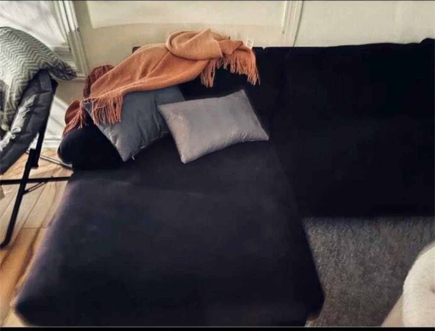 Black suede sectional  Sofa image indicator(2)