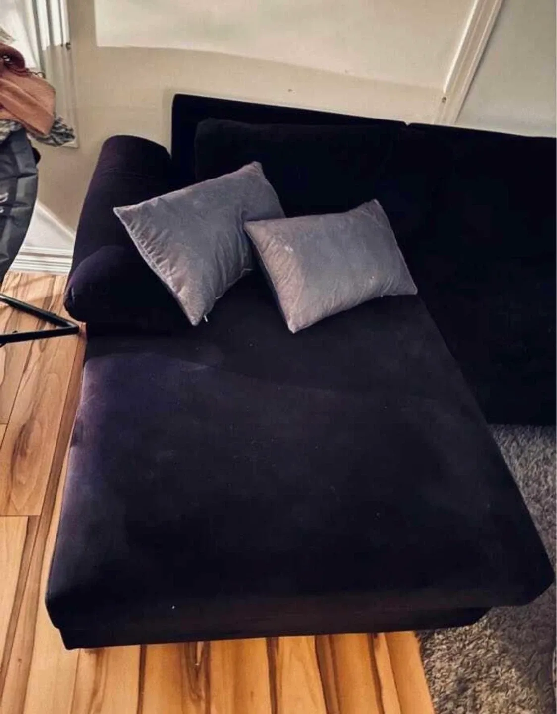 Black suede sectional  Sofa image indicator(3)