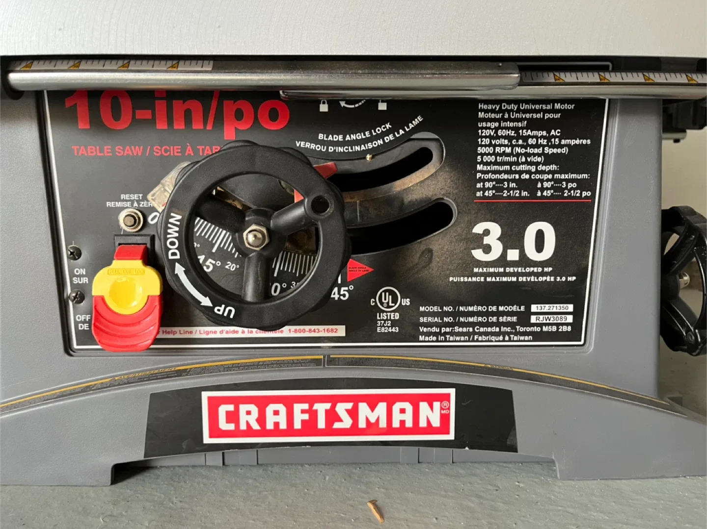 Craftsman 10-in/po Table Saw thumbnail