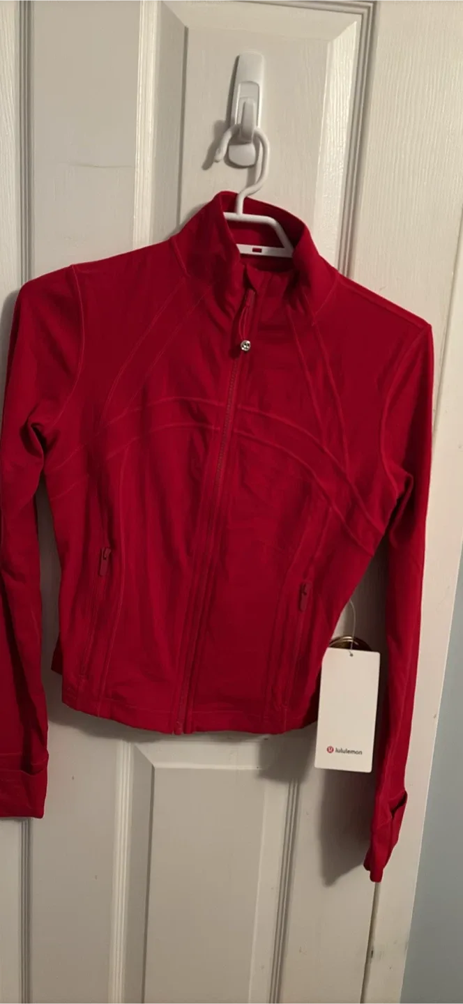 Lululemon Define Jacket cropped size 6 dark red tags still on thumbnail