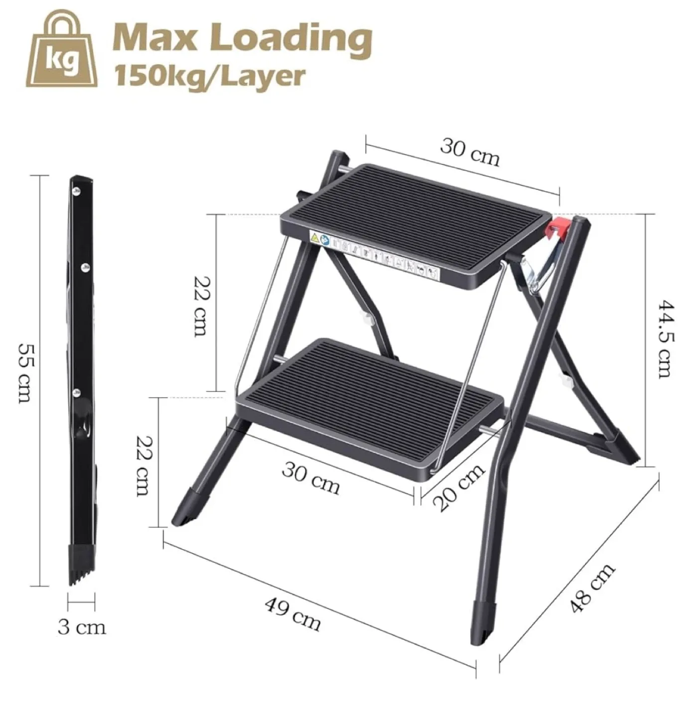 Folding 2-Step Ladder - Lightweight & Easy Storage image indicator(2)