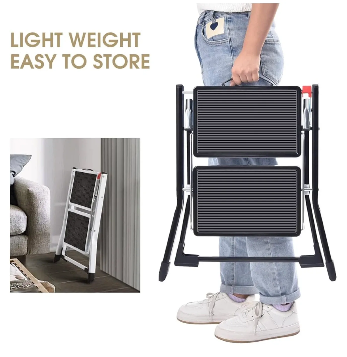 Folding 2-Step Ladder - Lightweight & Easy Storage image indicator(4)