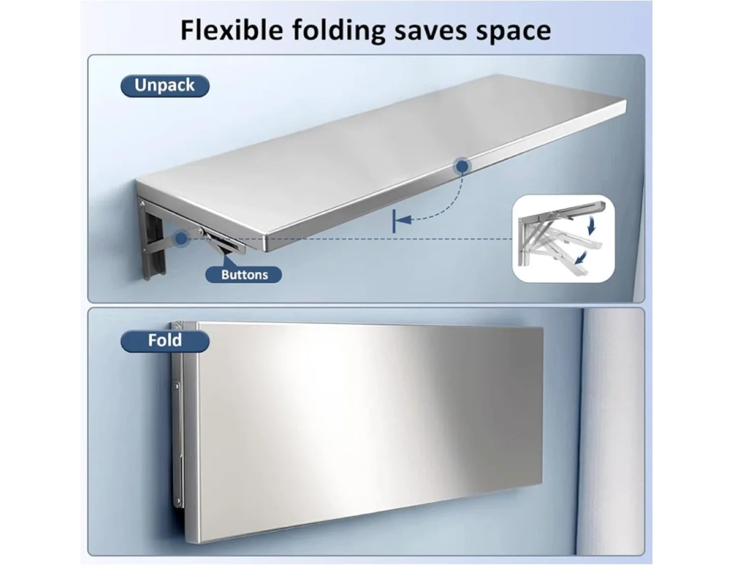 Folding Wall Mounted Table, 47.24" x 11.81" image indicator(3)