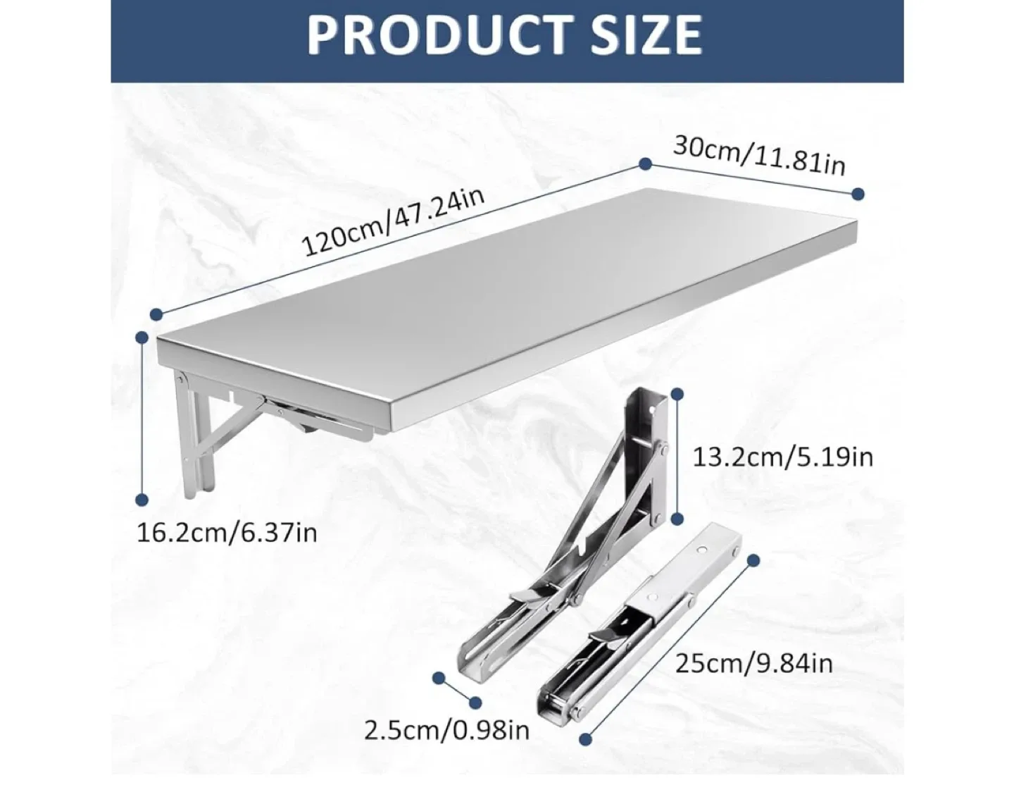 Folding Wall Mounted Table, 47.24" x 11.81" image indicator(2)