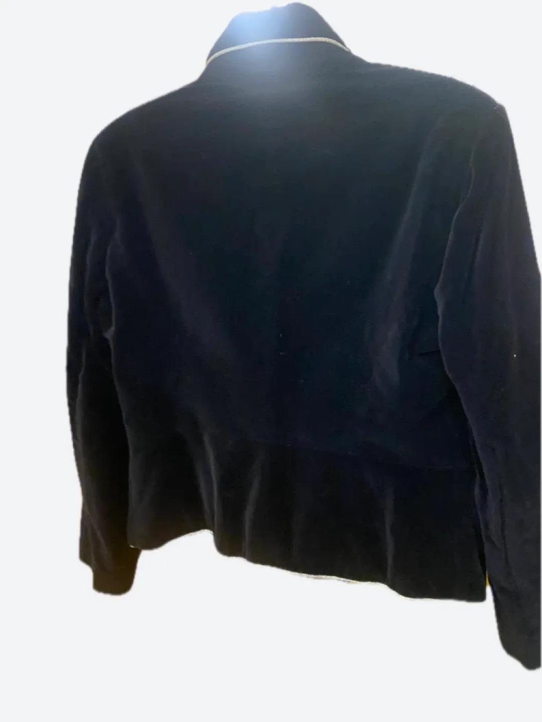 Moving!!! Holiday EDIT!!!Black Velvet Blazer with Cream Piping image indicator(4)