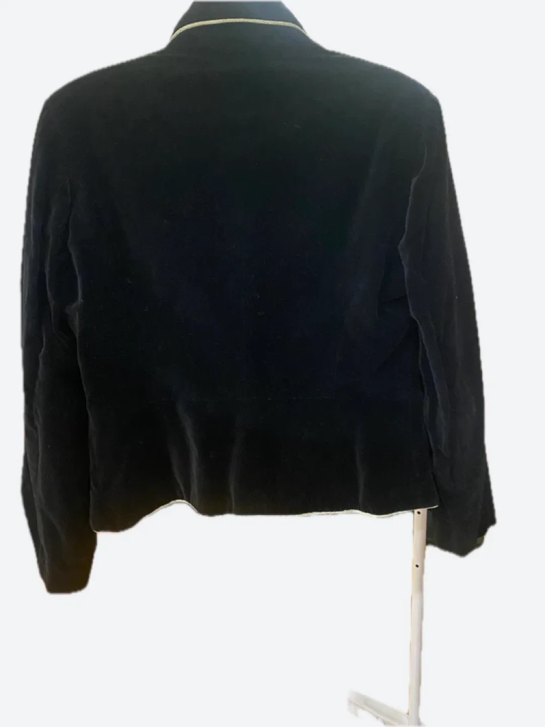 Moving!!! Holiday EDIT!!!Black Velvet Blazer with Cream Piping image indicator(5)