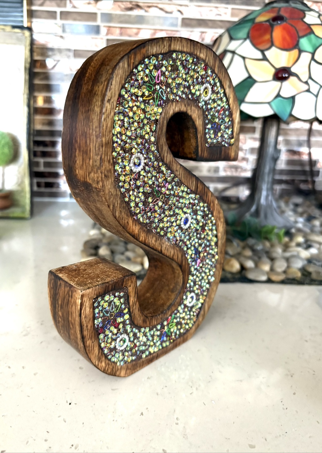 Hand Carved Wooden Letter S Decor - photo 2