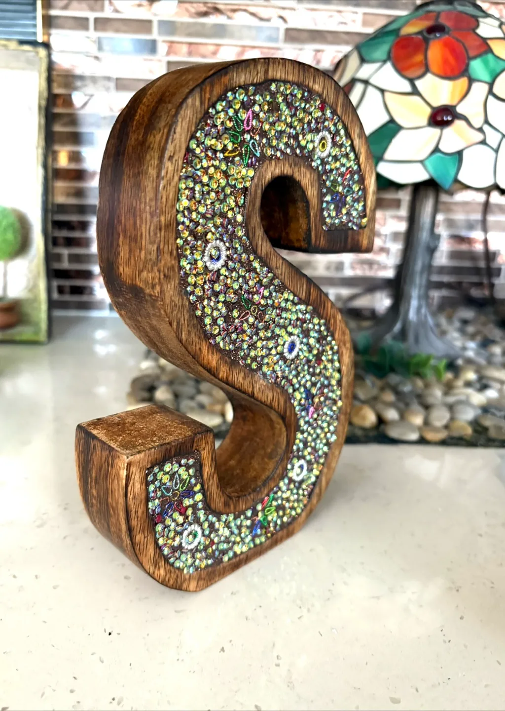 Hand Carved Wooden Letter S Decor image indicator(2)
