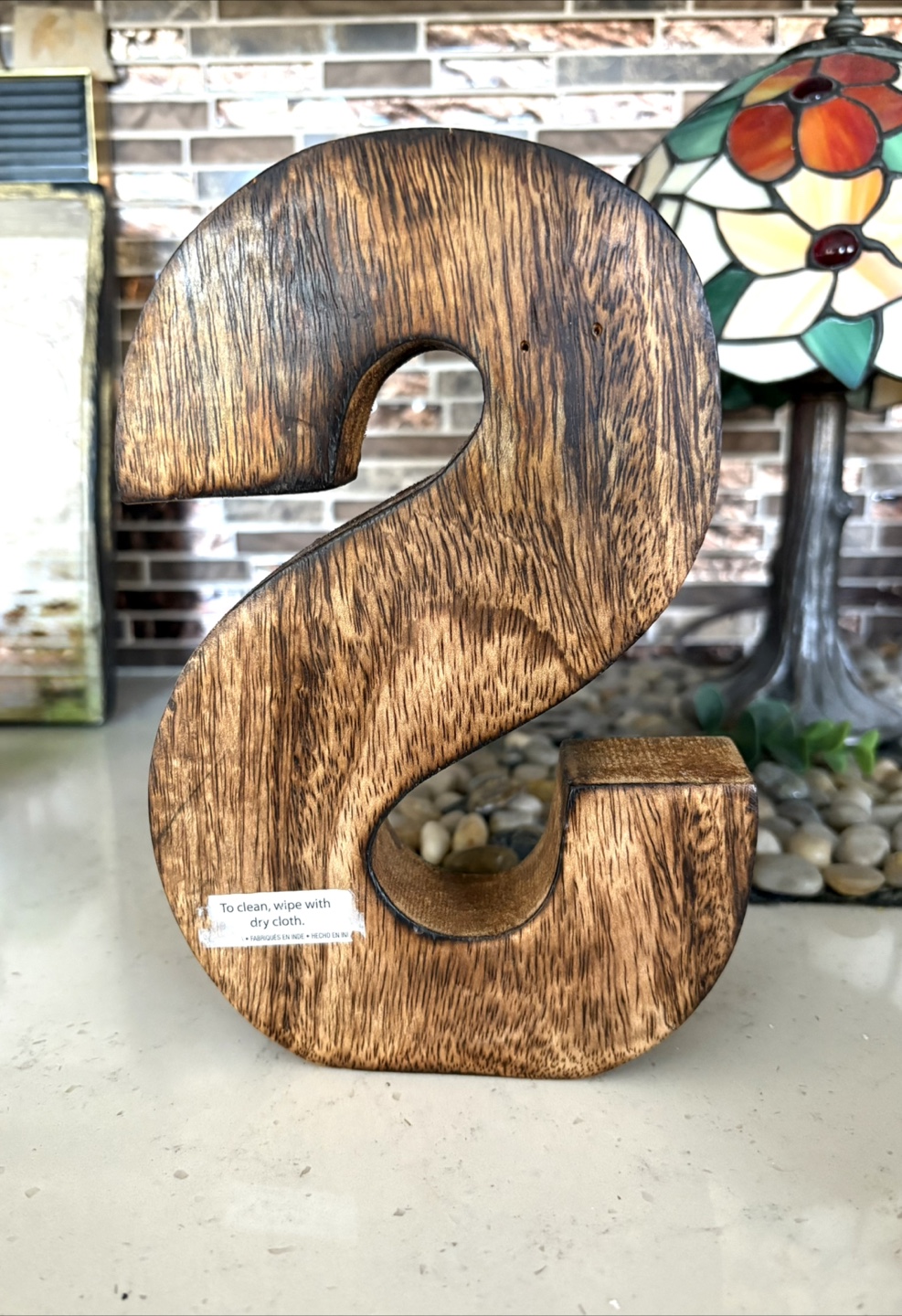 Hand Carved Wooden Letter S Decor - photo 3