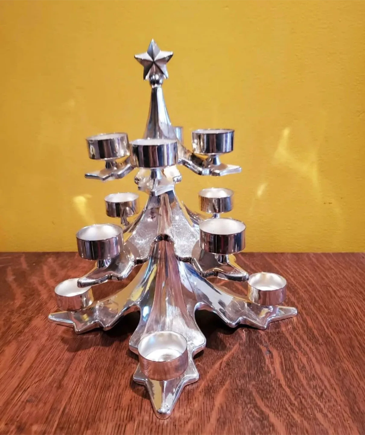 Silver Plated Christmas Tree Candle Holder - with box image indicator(2)