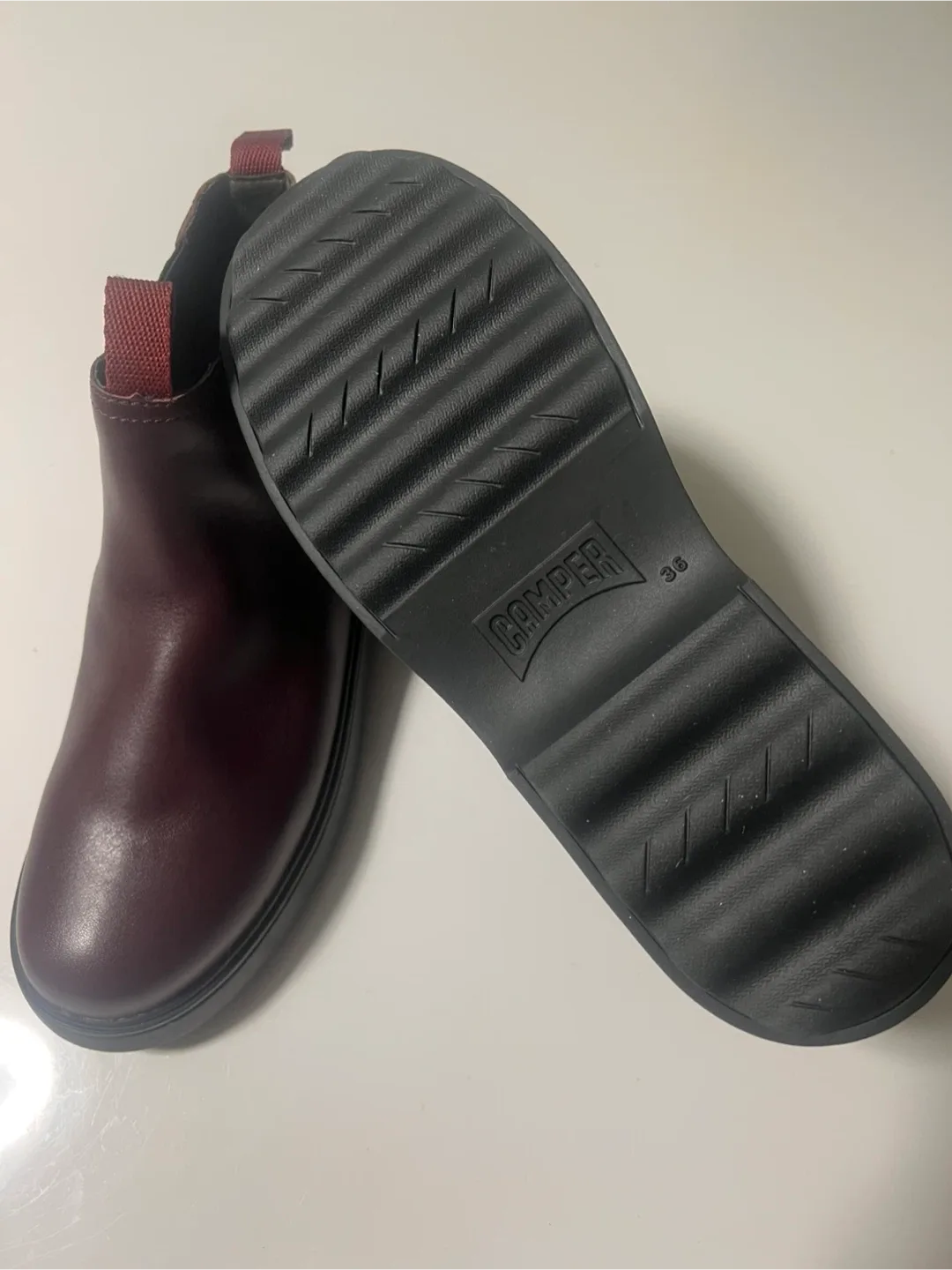 Camper Burgundy Ankle Boots - Size 36
