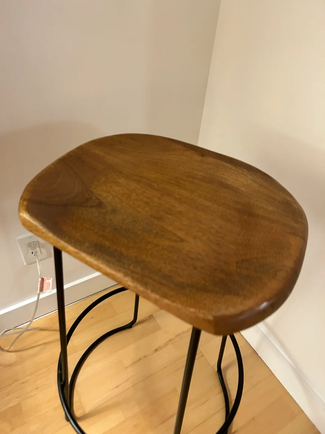 Moving sale - 2 Wood & Black Bar Stools image indicator(2)