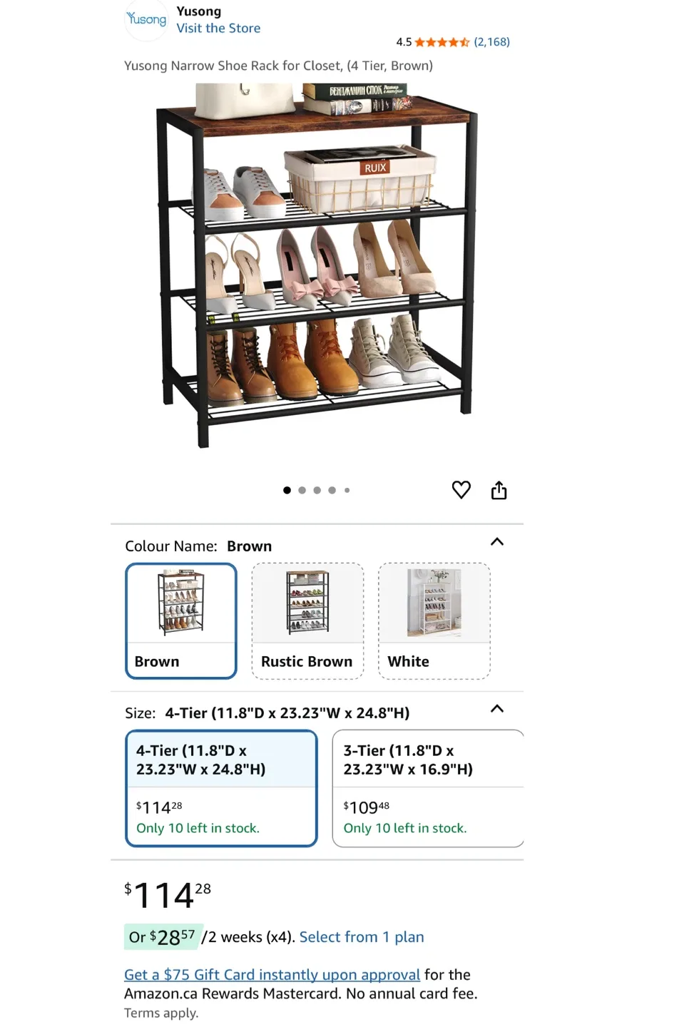 Rustic Brown & Black Metal Shoe Rack/Bench image indicator(8)