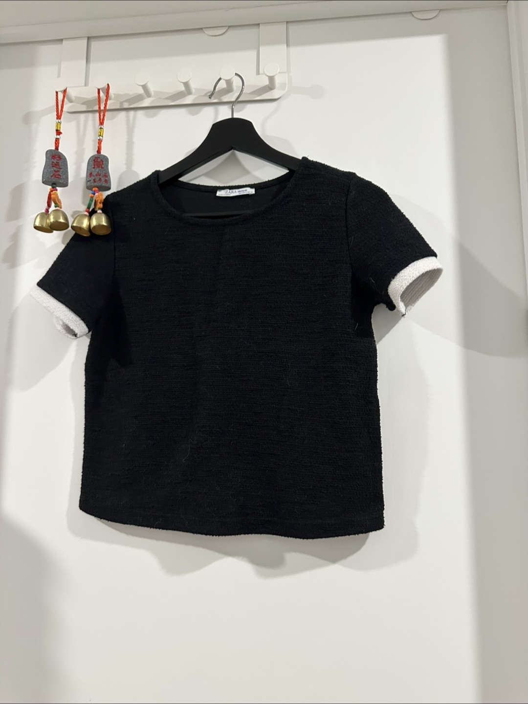 Zara Black Textured T-Shirt