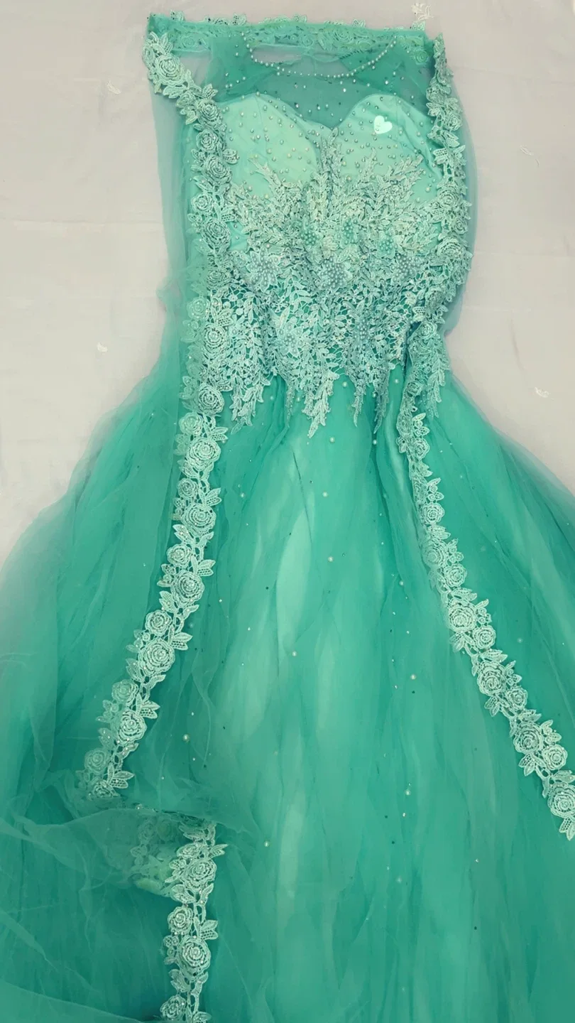 Elegant Green Embellished Dress image indicator(5)