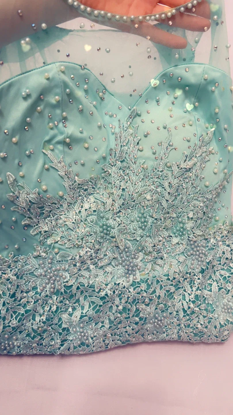 Elegant Green Embellished Dress image indicator(4)