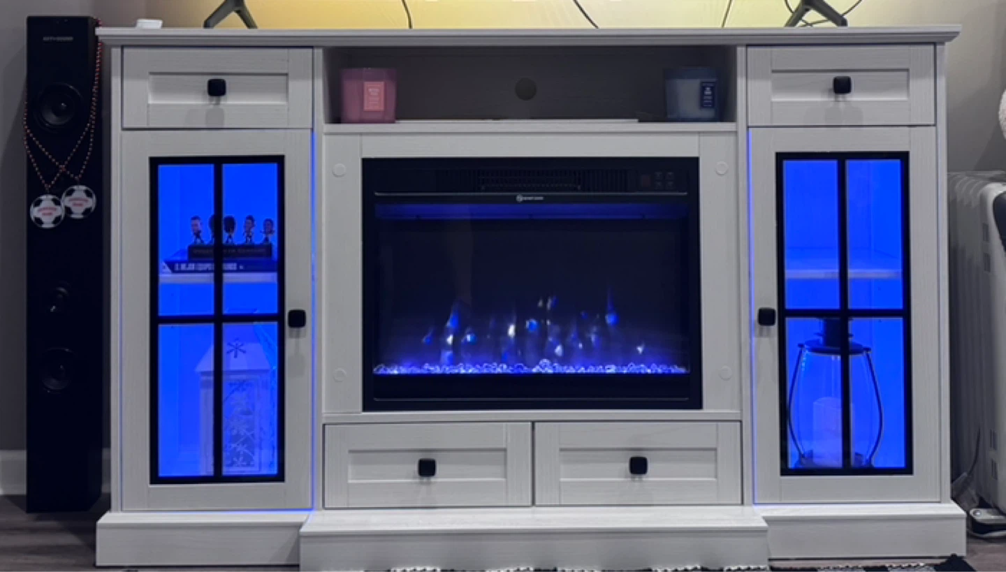 White Electric Fireplace TV Stand - photo 2