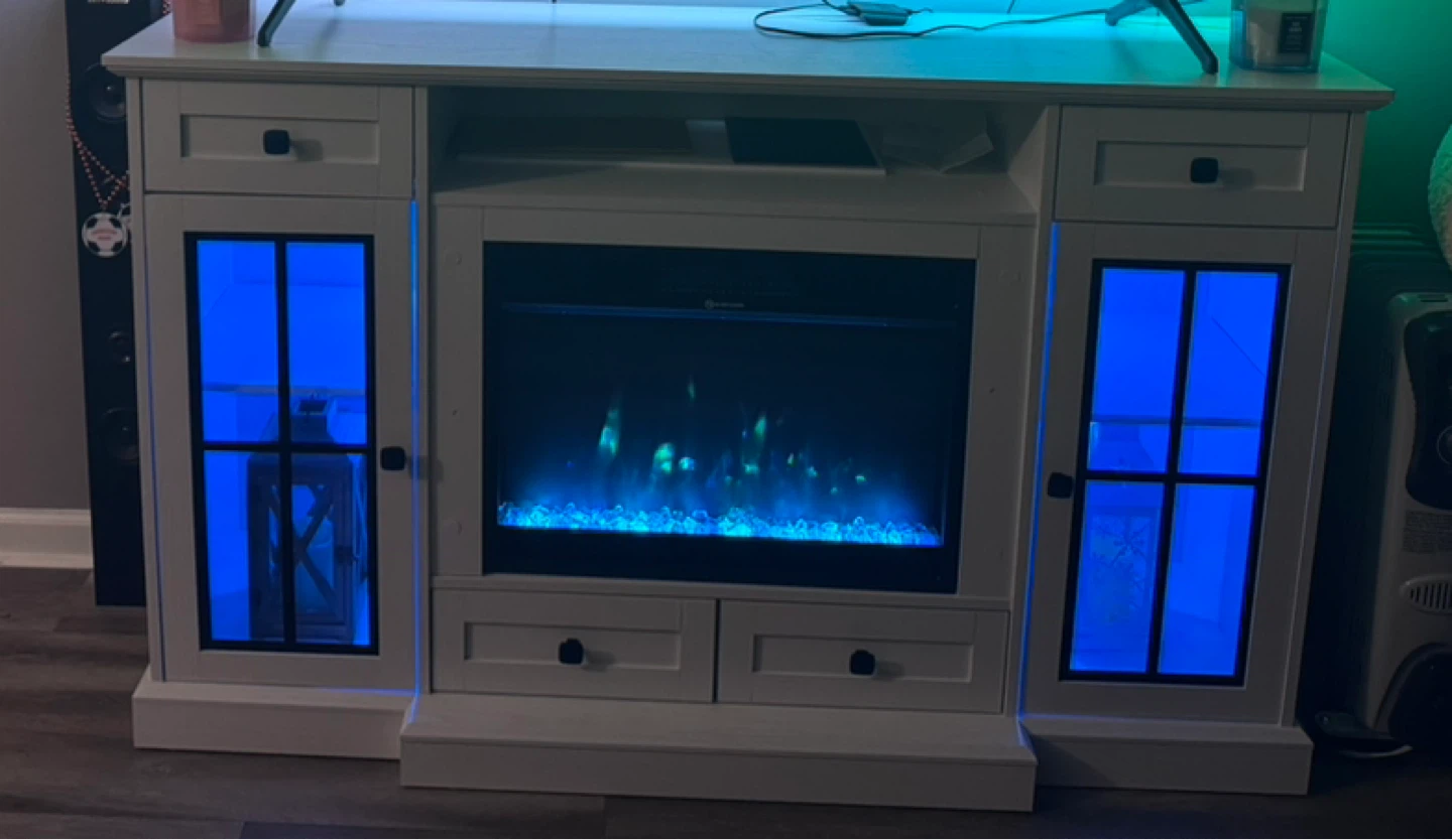 White Electric Fireplace TV Stand - photo 4