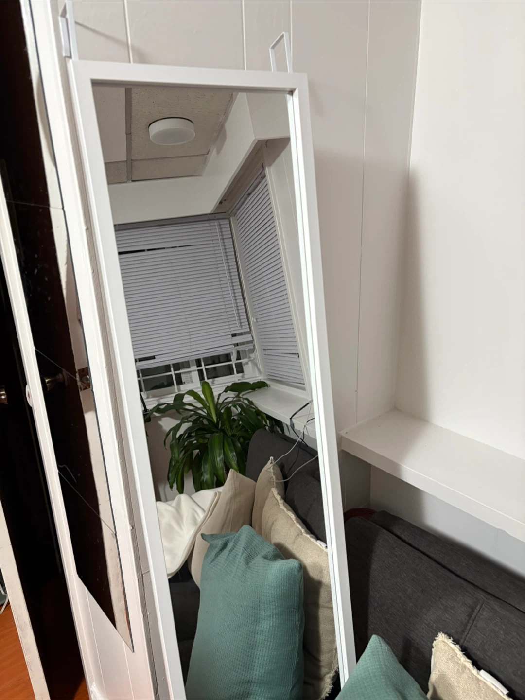 Full Length White Over-the-Door Mirror
