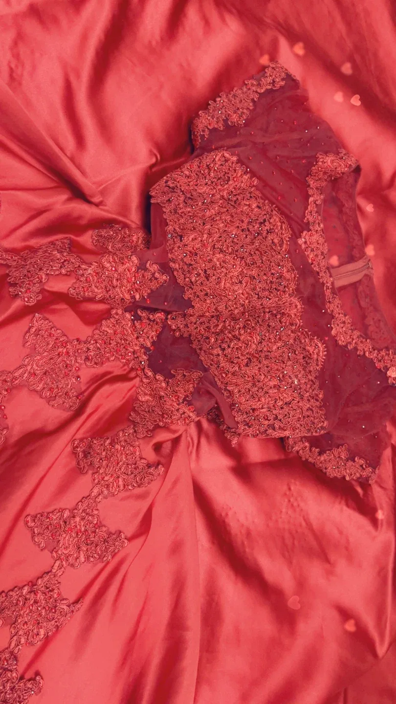 Red  Dress with Lace Detail image indicator(3)