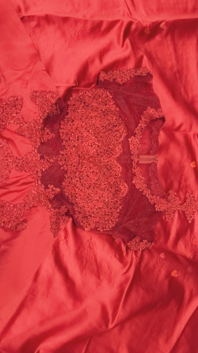Red  Dress with Lace Detail image indicator(4)