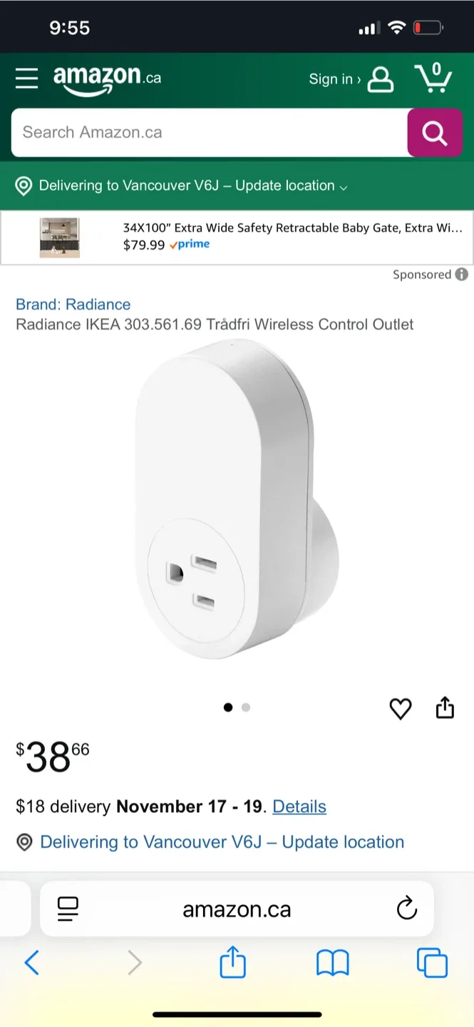 NEW IKEA Tradfri Wireless Control Outlet