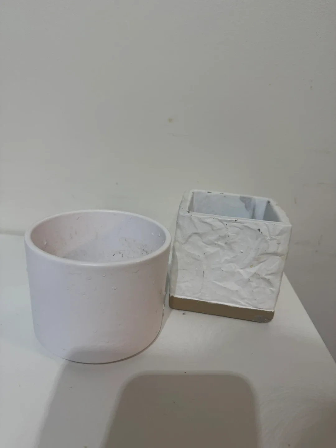 Two White Ceramic Plant 2Pots