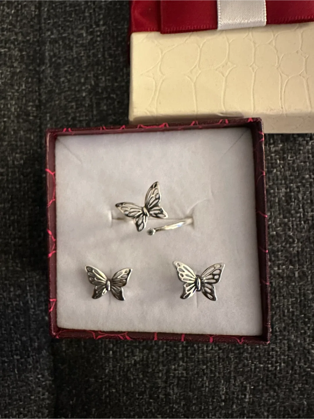 Butterfly Ring & Earring Set (925 silver) thumbnail