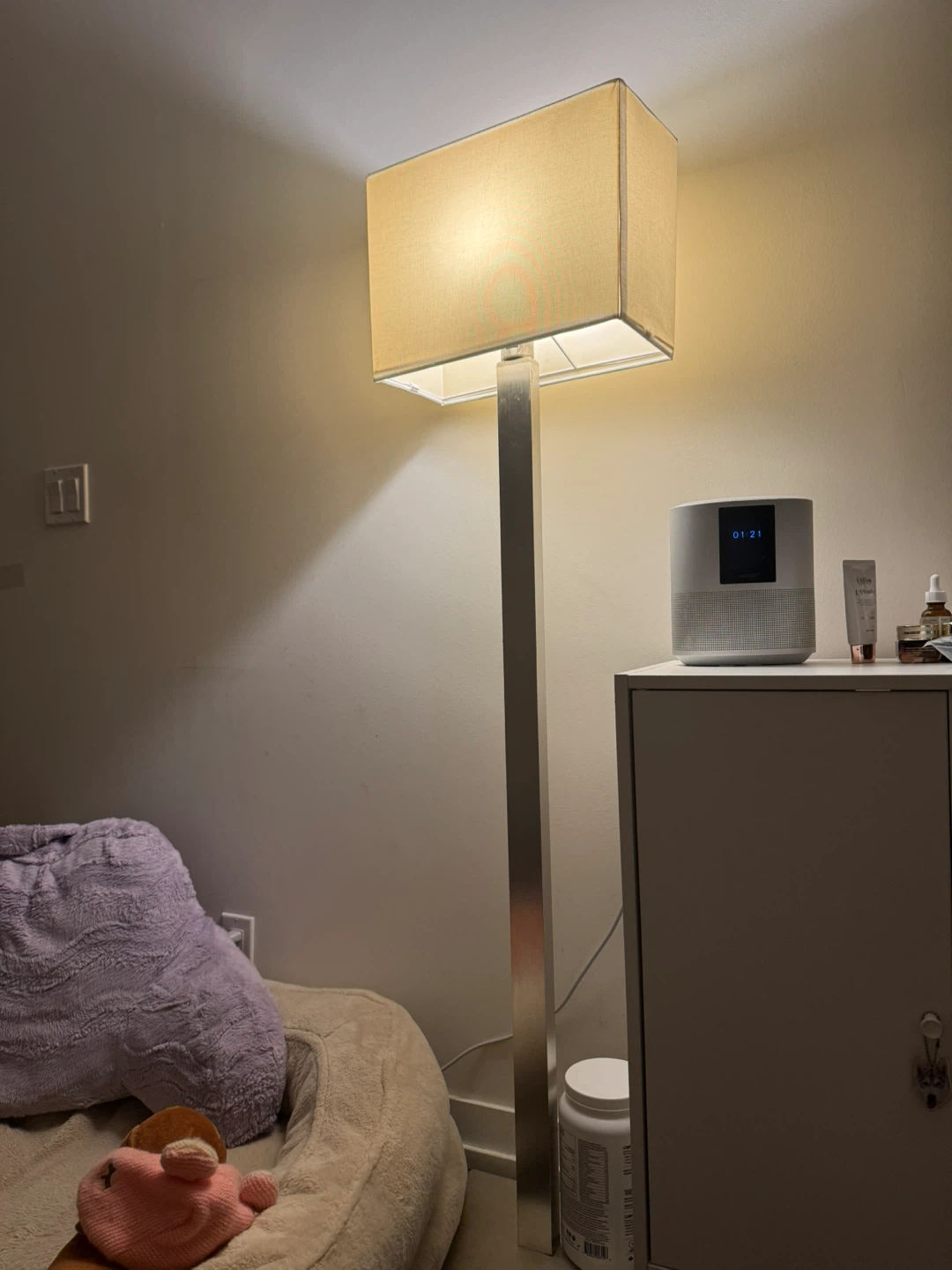 IKEA TOMELILLA Floor Lamp - Nickel Plated/White