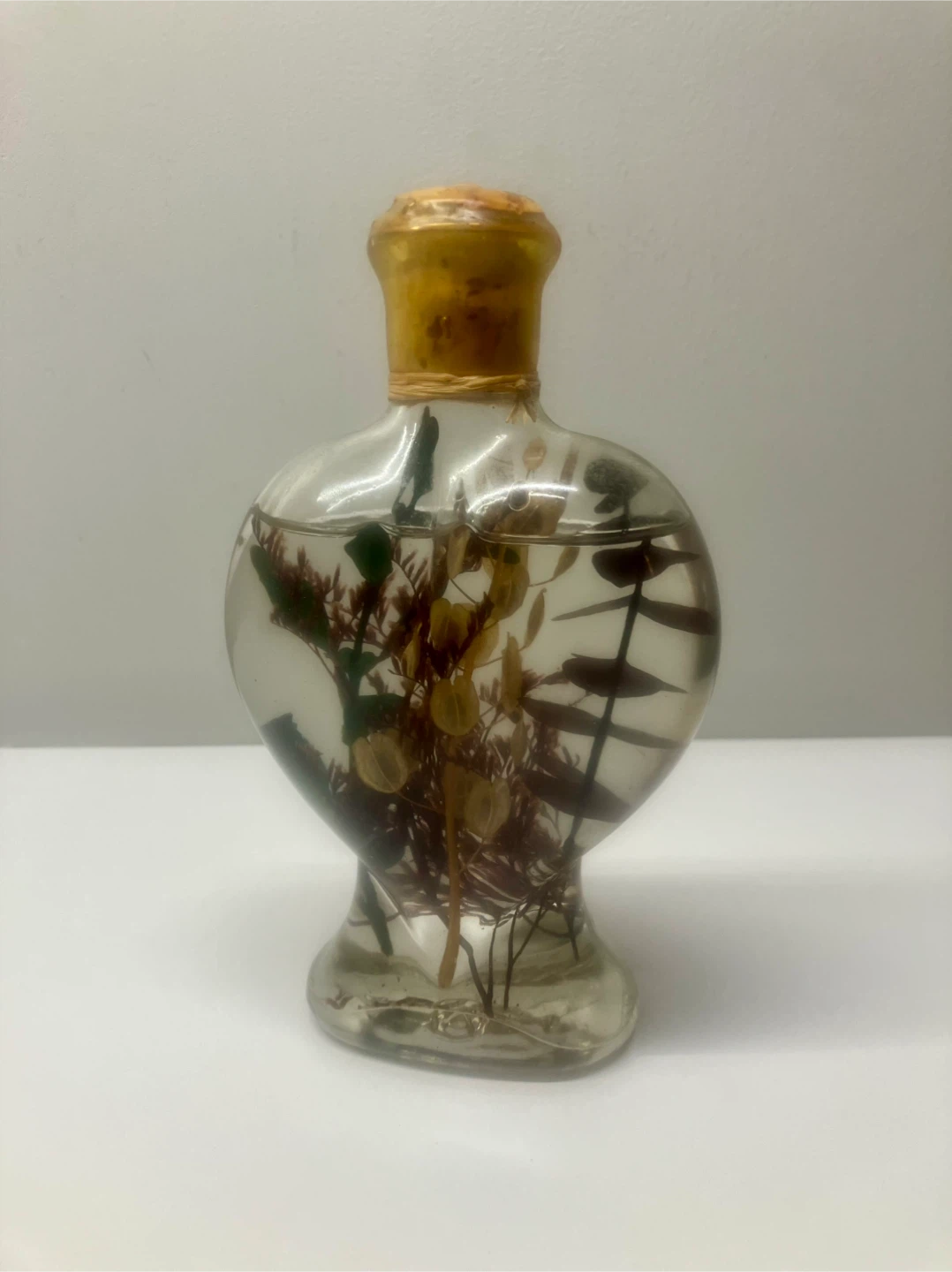 Vintage Heart Shaped Botanical Decor Bottle -  6.5” x 4” - photo 5
