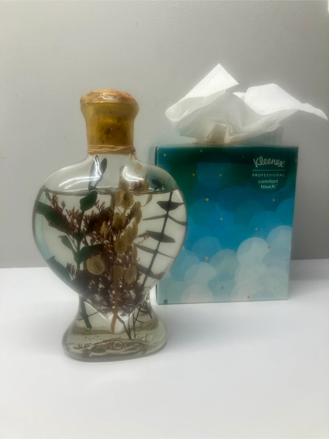 Vintage Heart Shaped Botanical Decor Bottle -  6.5” x 4” - photo 3