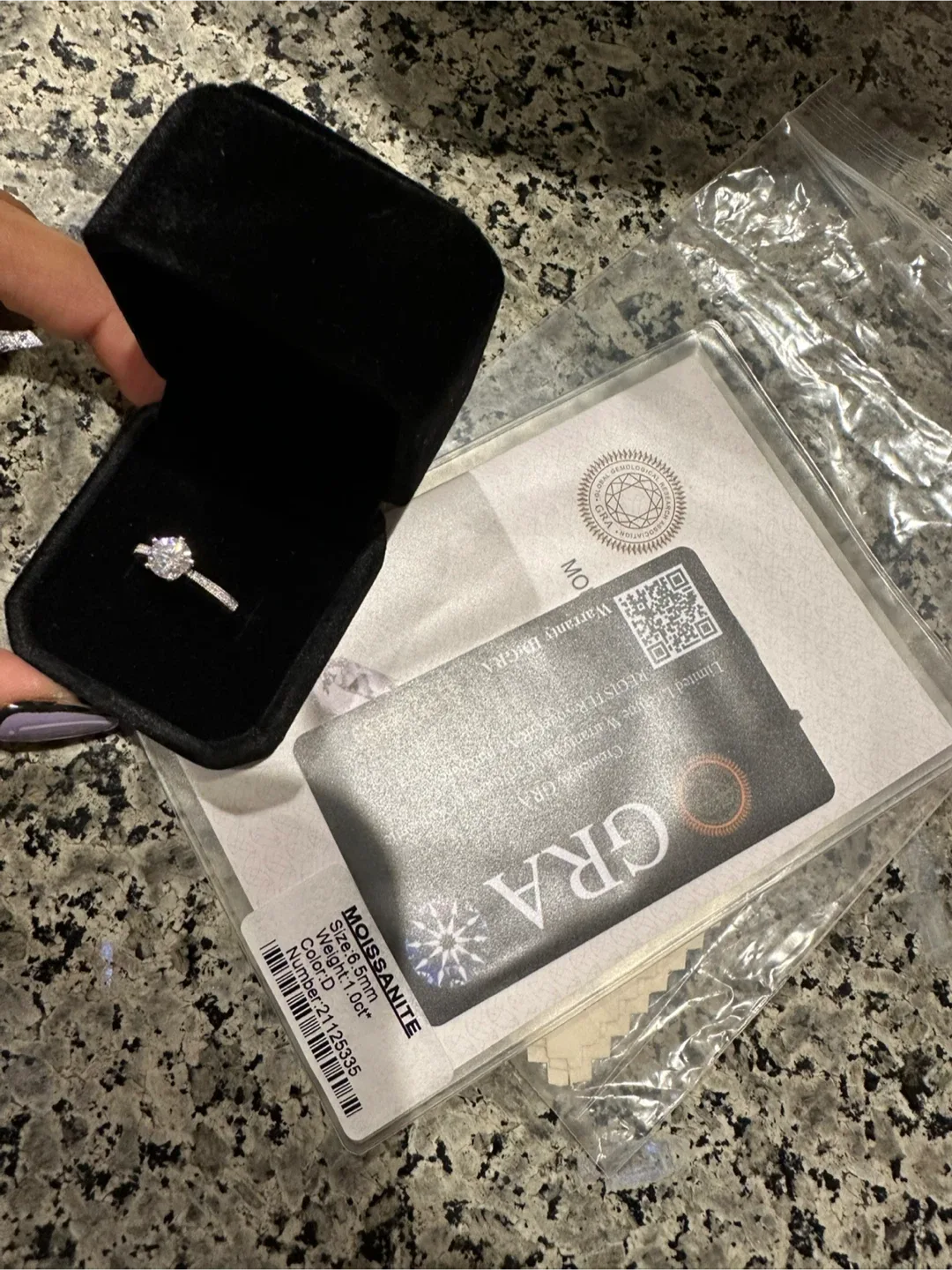 Moissanite Ring, 6.5mm, 1.0ct, Colour D thumbnail