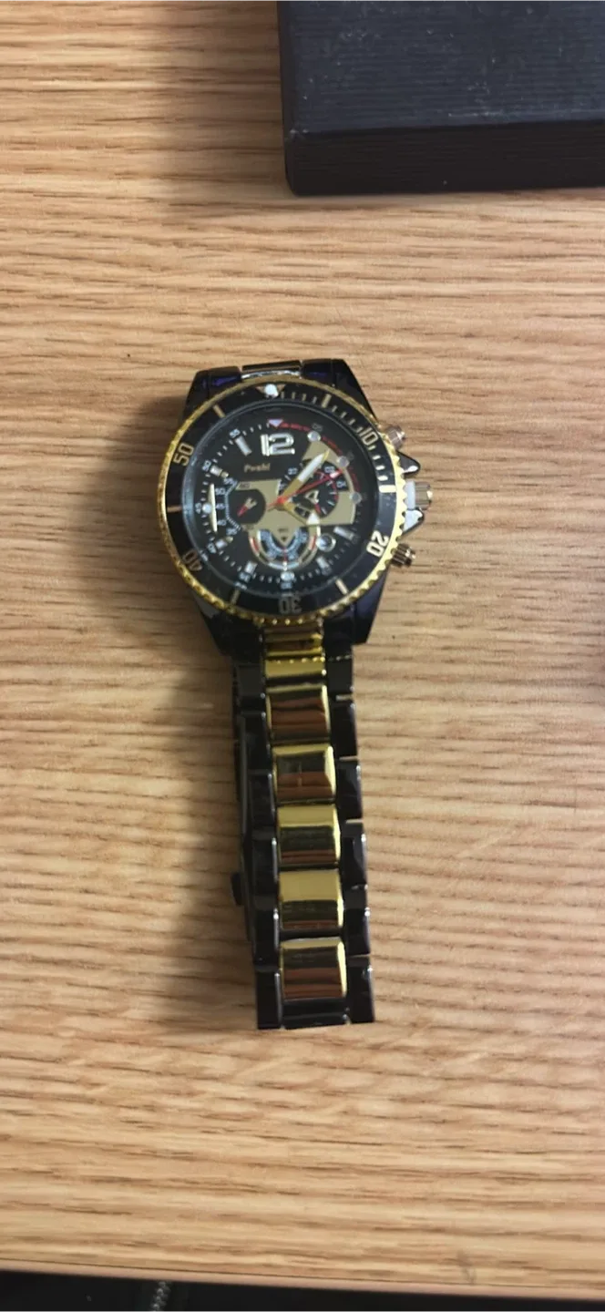 Poshi Black & Gold Watch