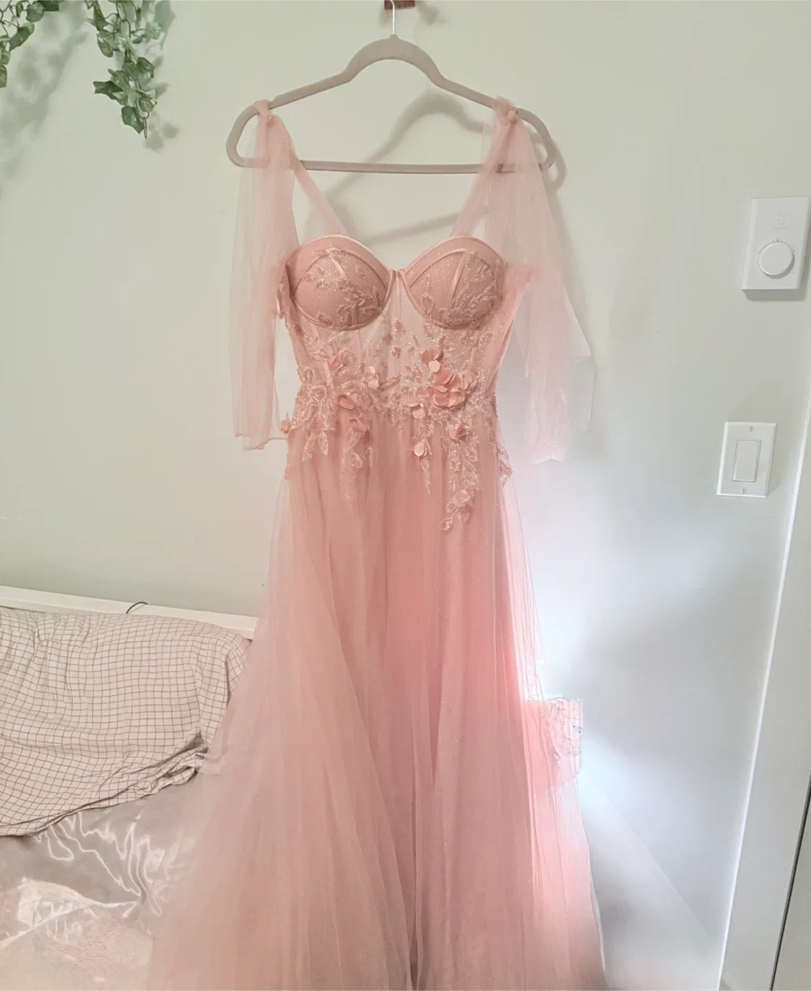 Pink Formal Dress with Floral Details image indicator(2)
