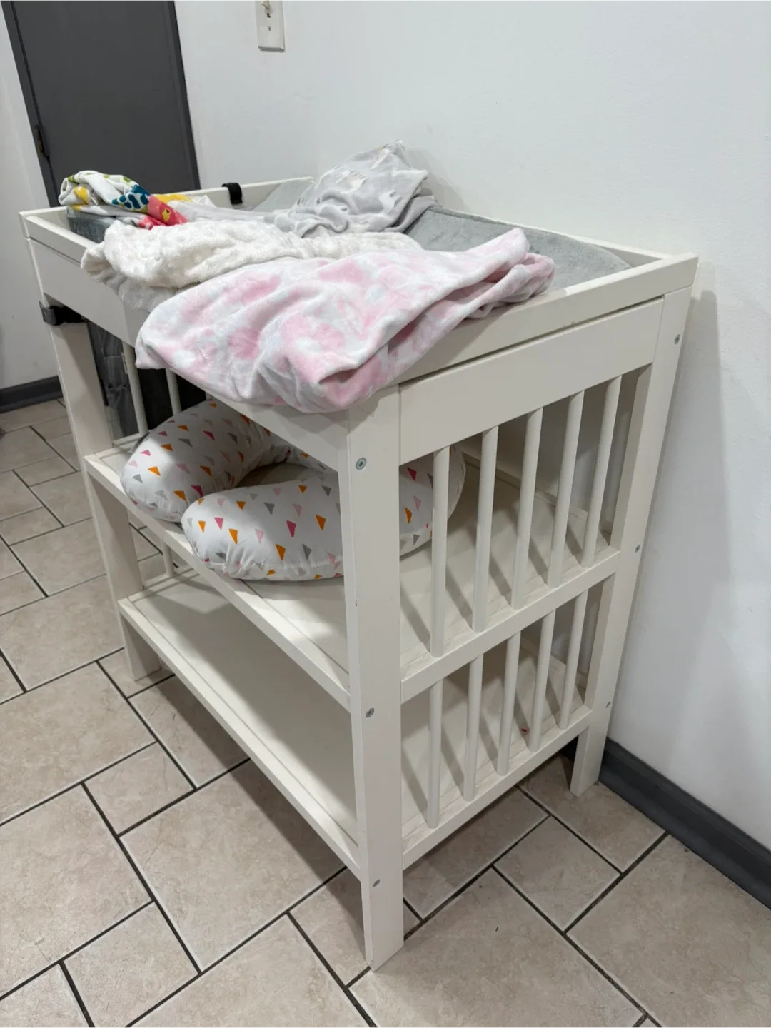 White Baby Changing Table with Storage image indicator(3)
