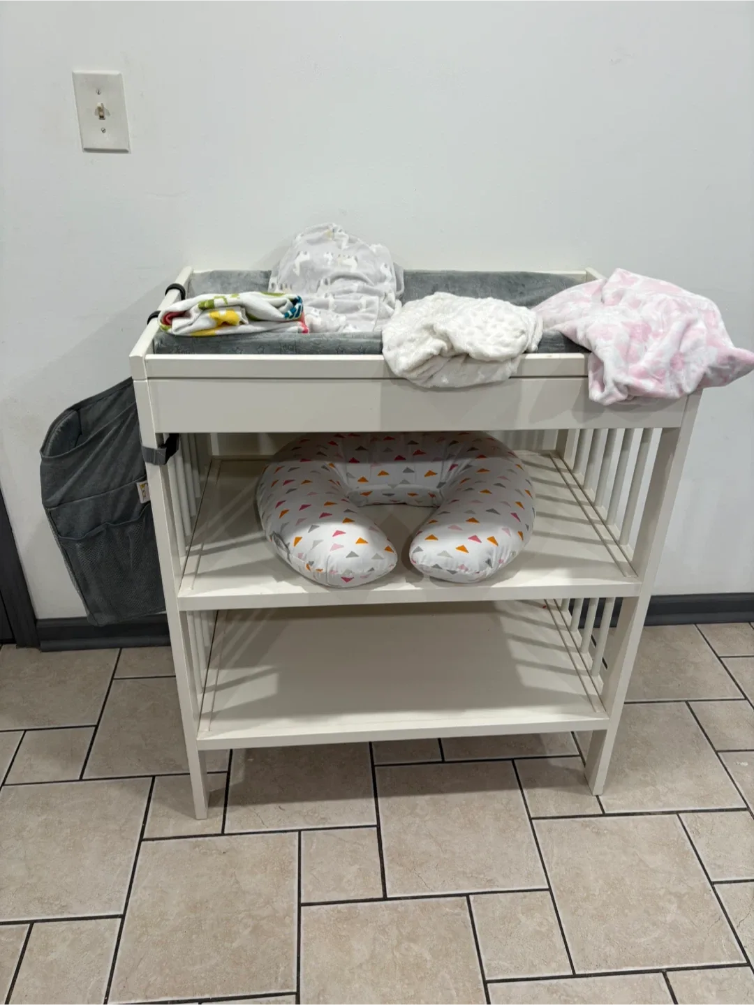 White Baby Changing Table with Storage
