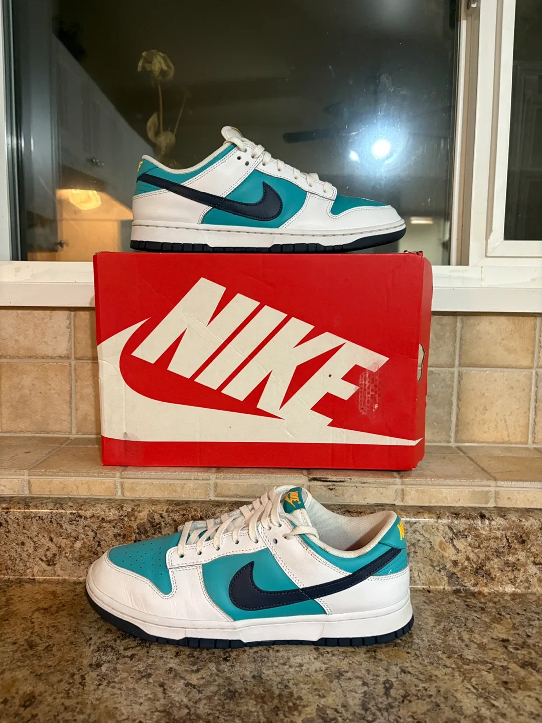 Nike Dunk Low Teal/White Sneakers with Box