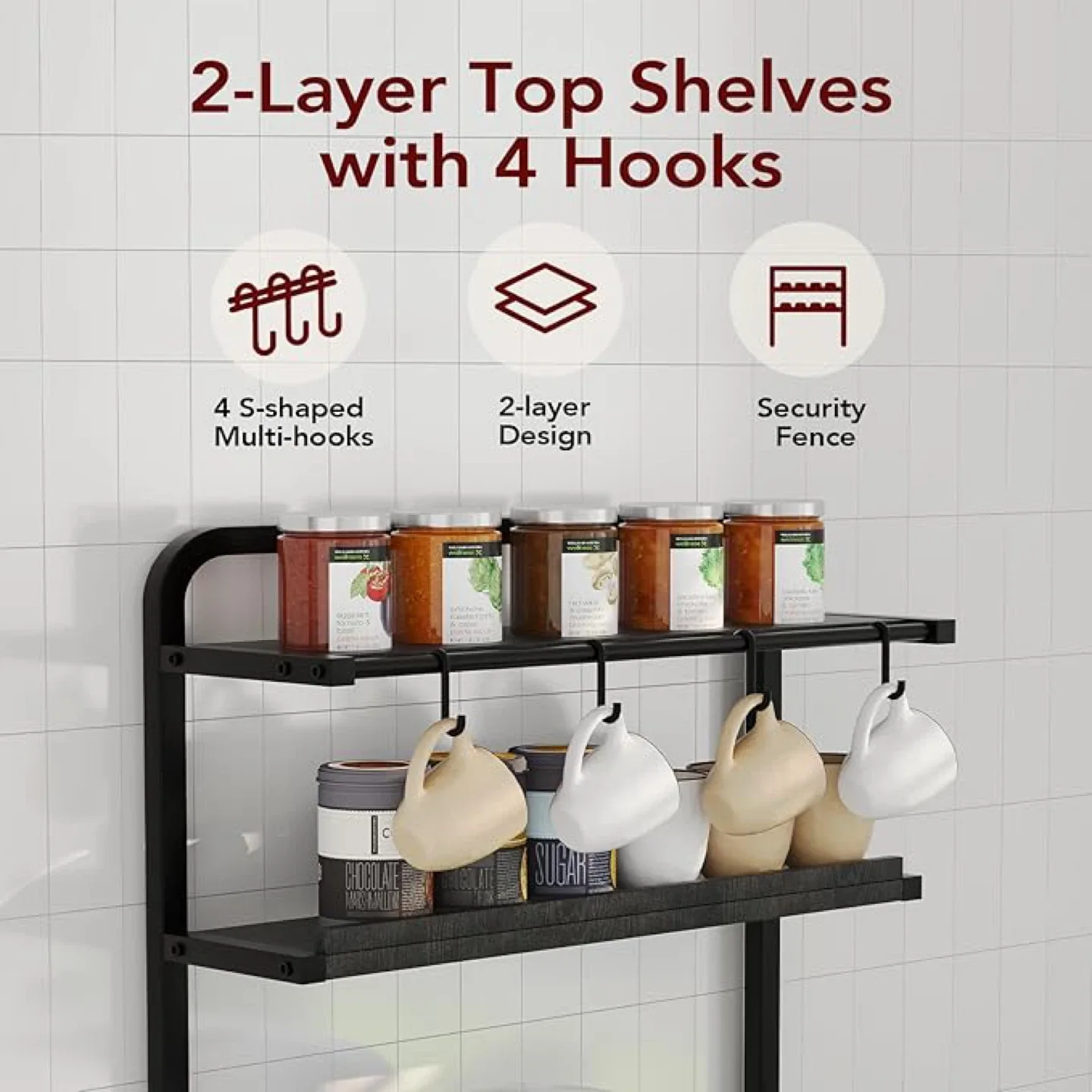 Black Baker's Rack with Storage image indicator(3)