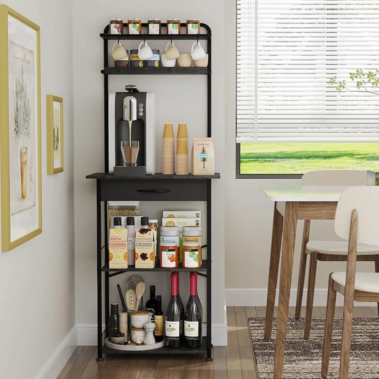 Black Baker's Rack with Storage image indicator(5)