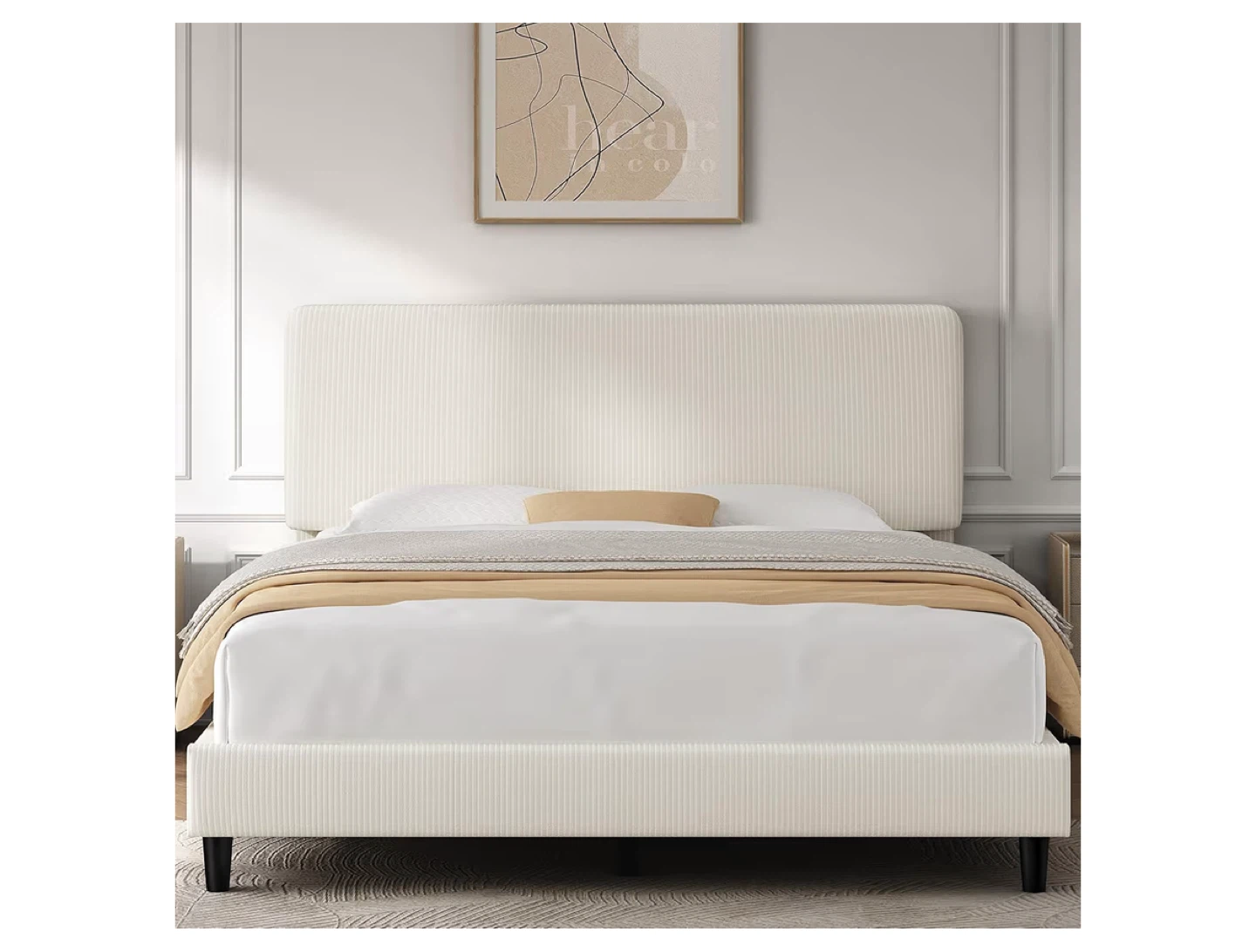 Queen Size Upholstered Platform Bed Frame