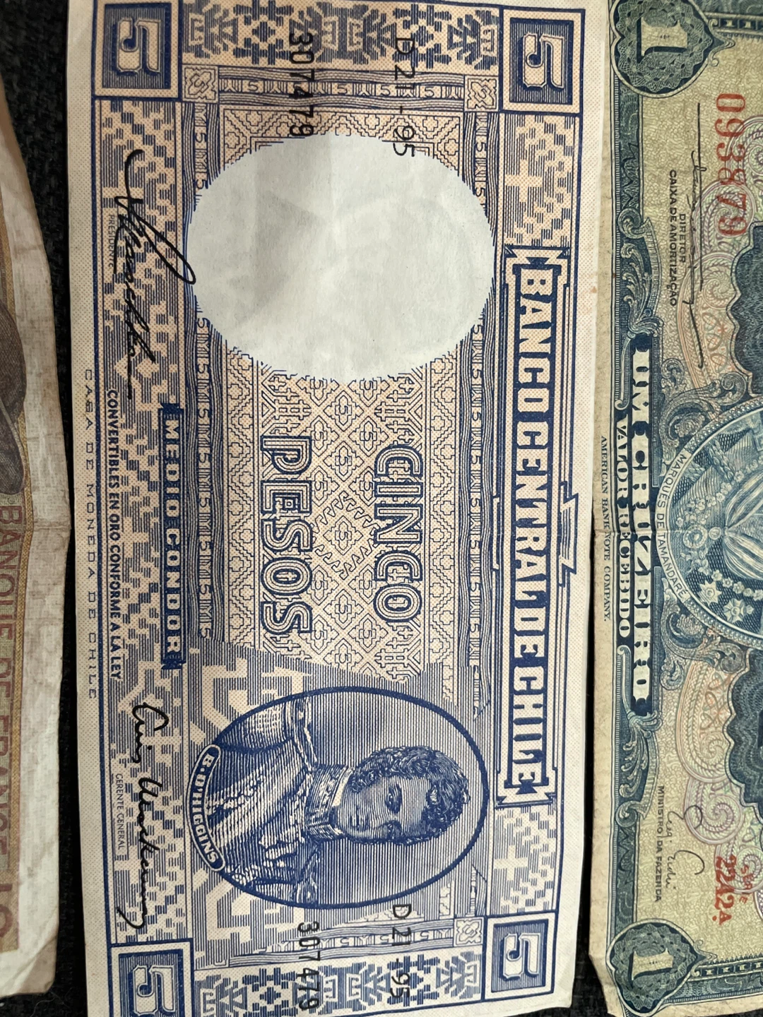 Vintage Bank Notes - Brazil, Chile, France - photo 3