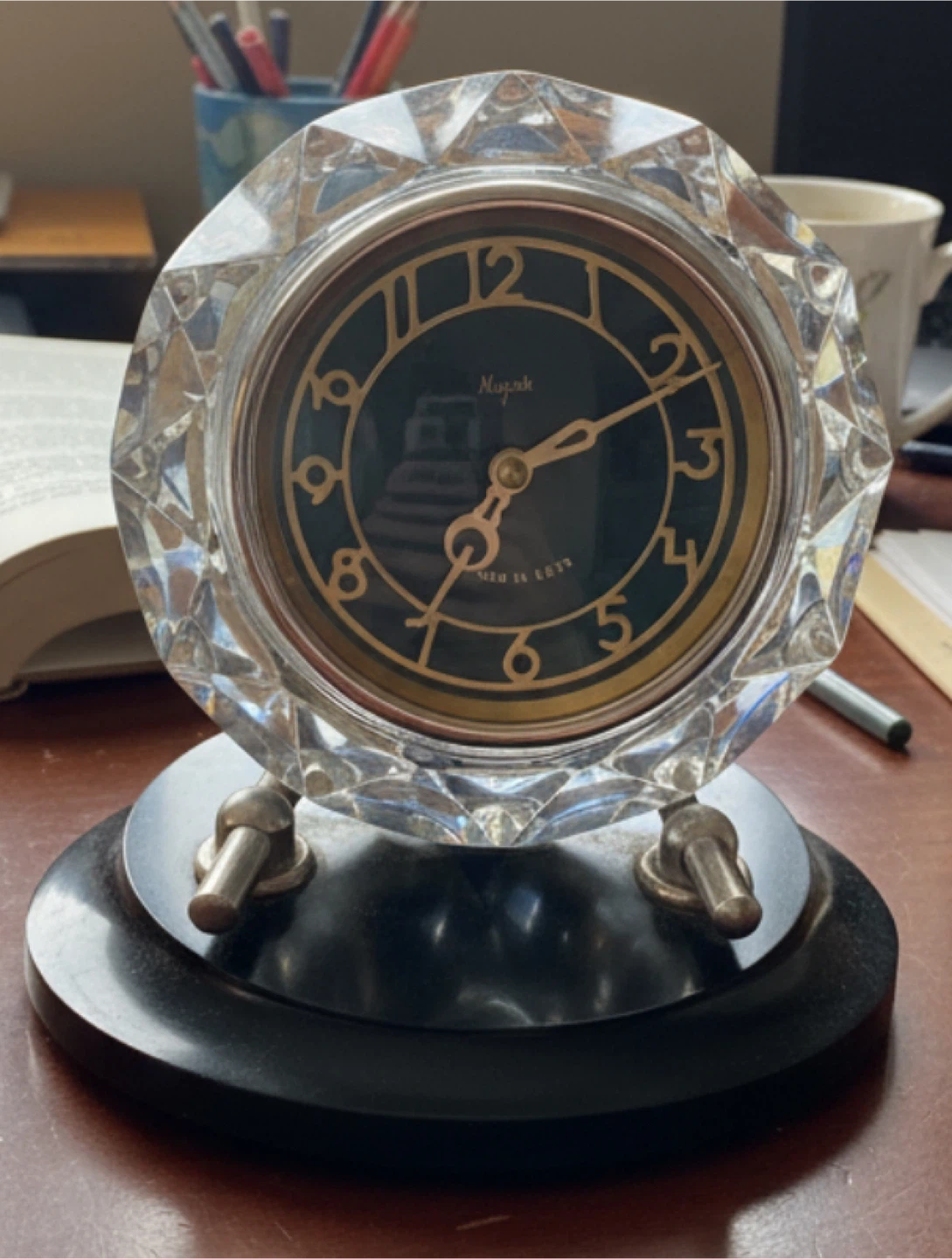 Vintage MAJAK Crystal Mantel Clock