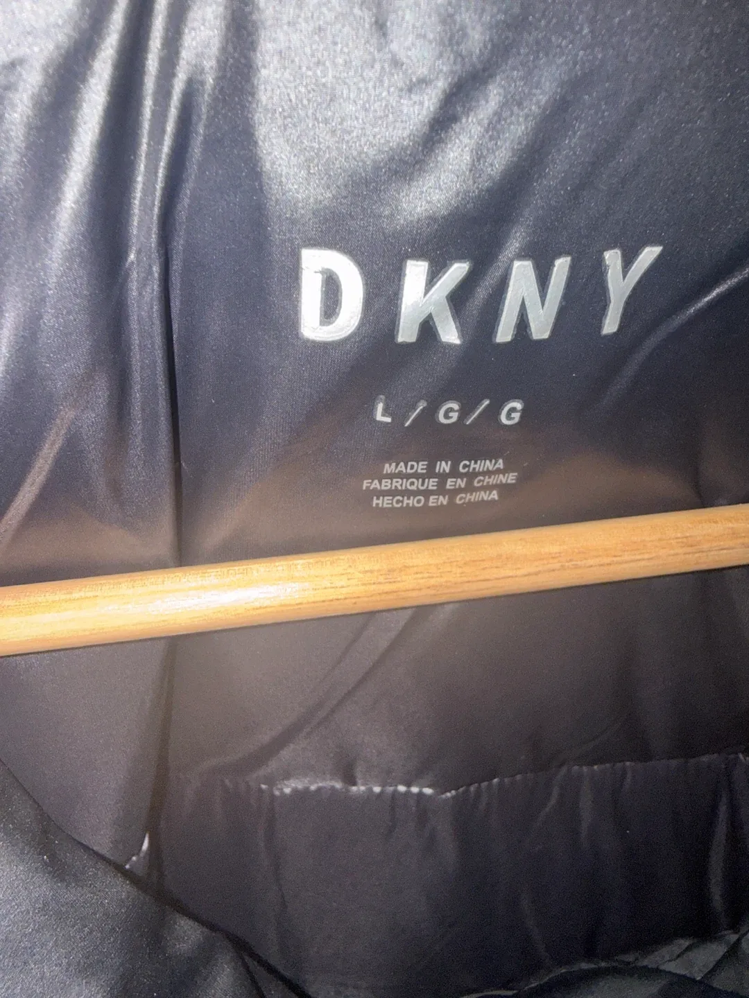 DKNY Black Puffer Coat - Size L image indicator(3)