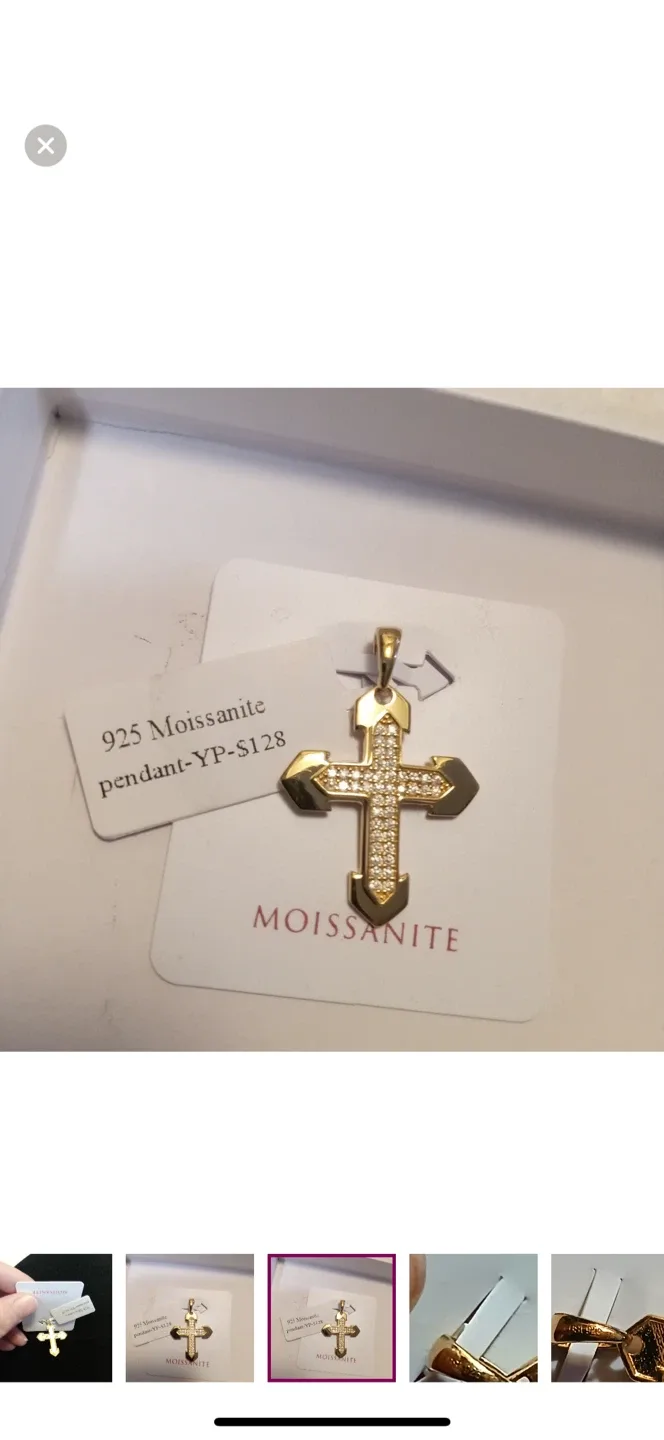 Cross Pendant Moissanite (Diamond) Pendant - New thumbnail