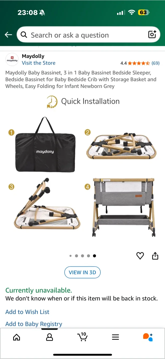 Maydolly 3-in-1 Baby Bassinet - Like New! image indicator(6)