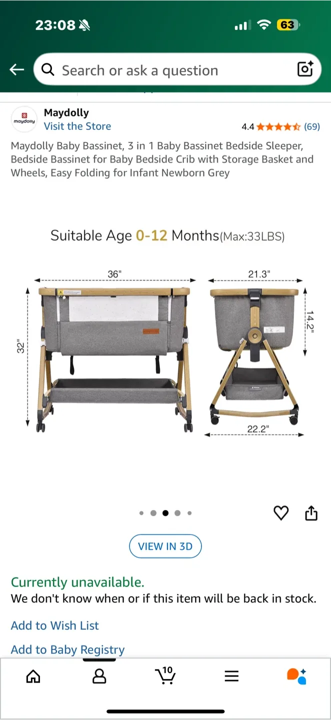 Maydolly 3-in-1 Baby Bassinet - Like New! image indicator(2)