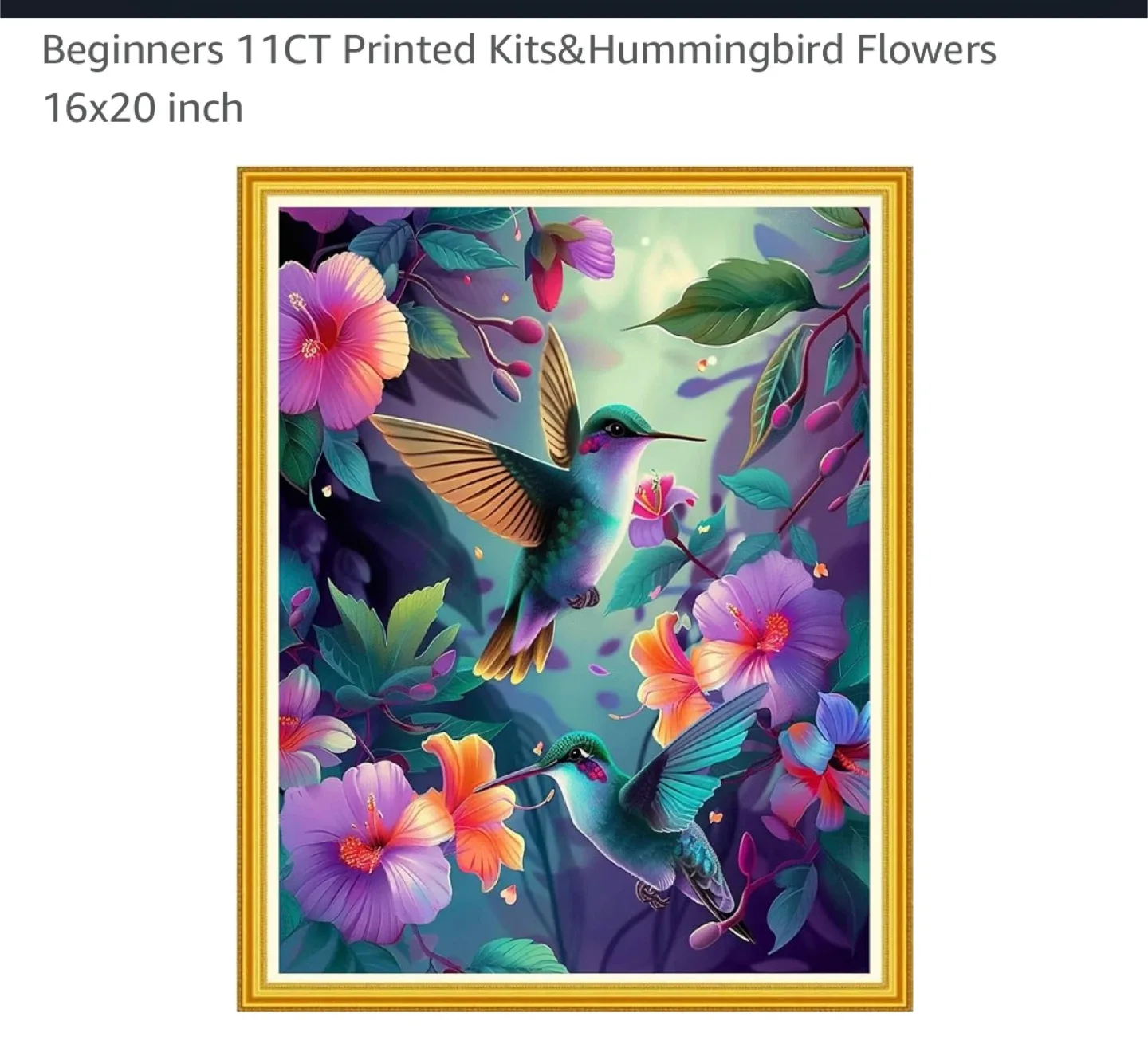 New 16 x 20 Hummingbird 11CT Printed Cross Stitch Kit 16x20 thumbnail