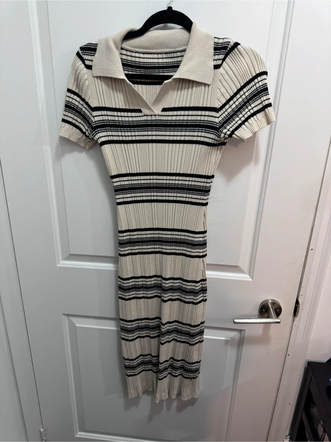 Striped Knit Polo Dress