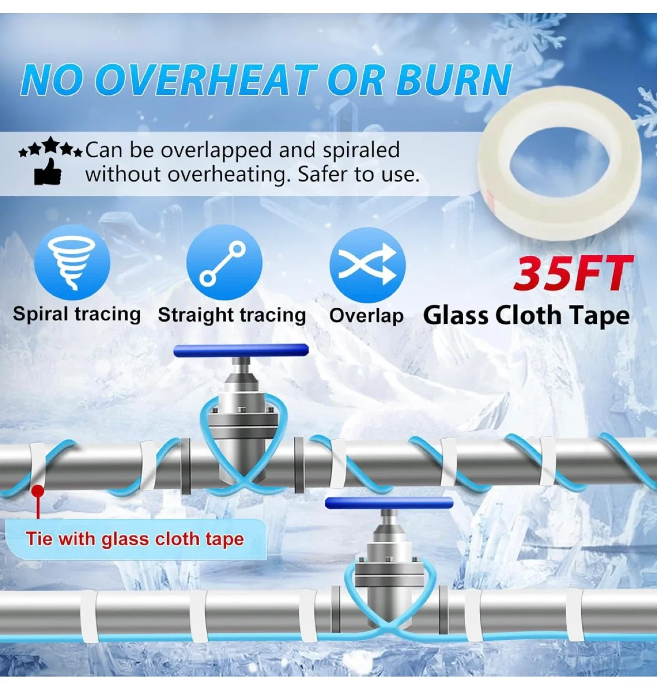 HEATIT 5JHSF 120Ft Heat Trace Cable for Pipes, Heat Tape, New image indicator(6)