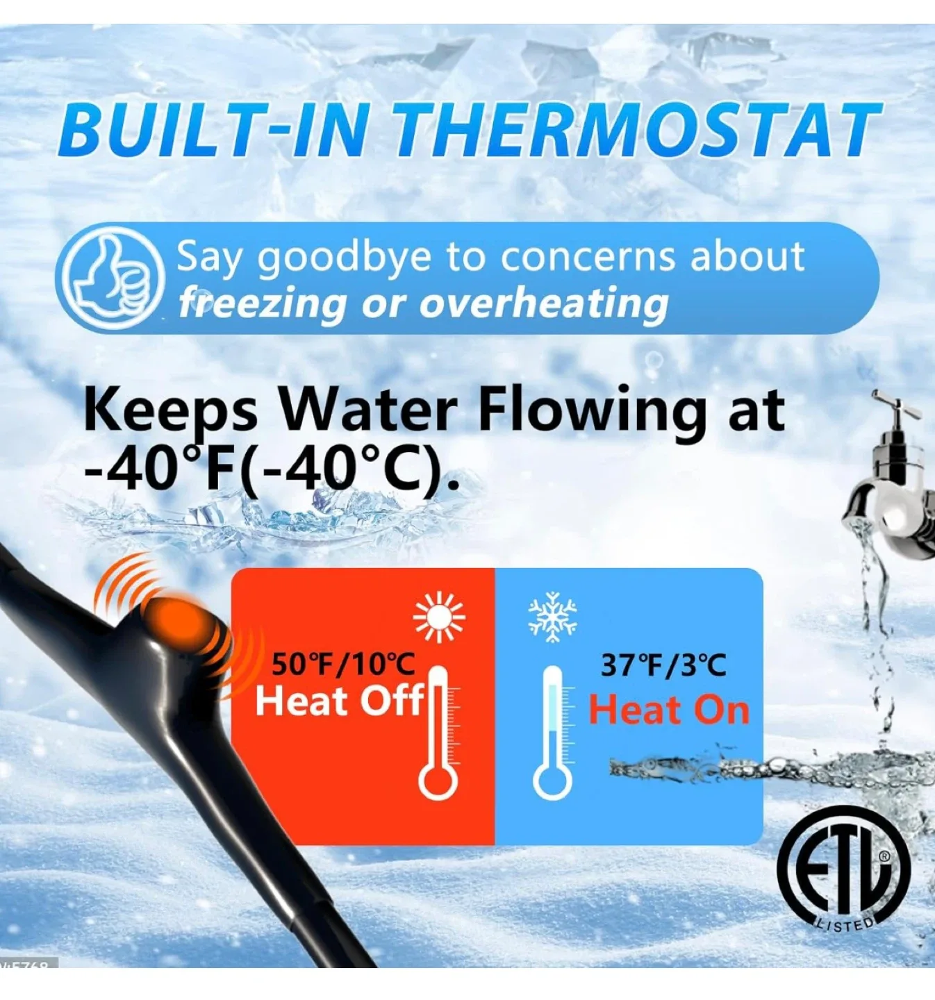 HEATIT 5JHSF 120Ft Heat Trace Cable for Pipes, Heat Tape, New image indicator(8)